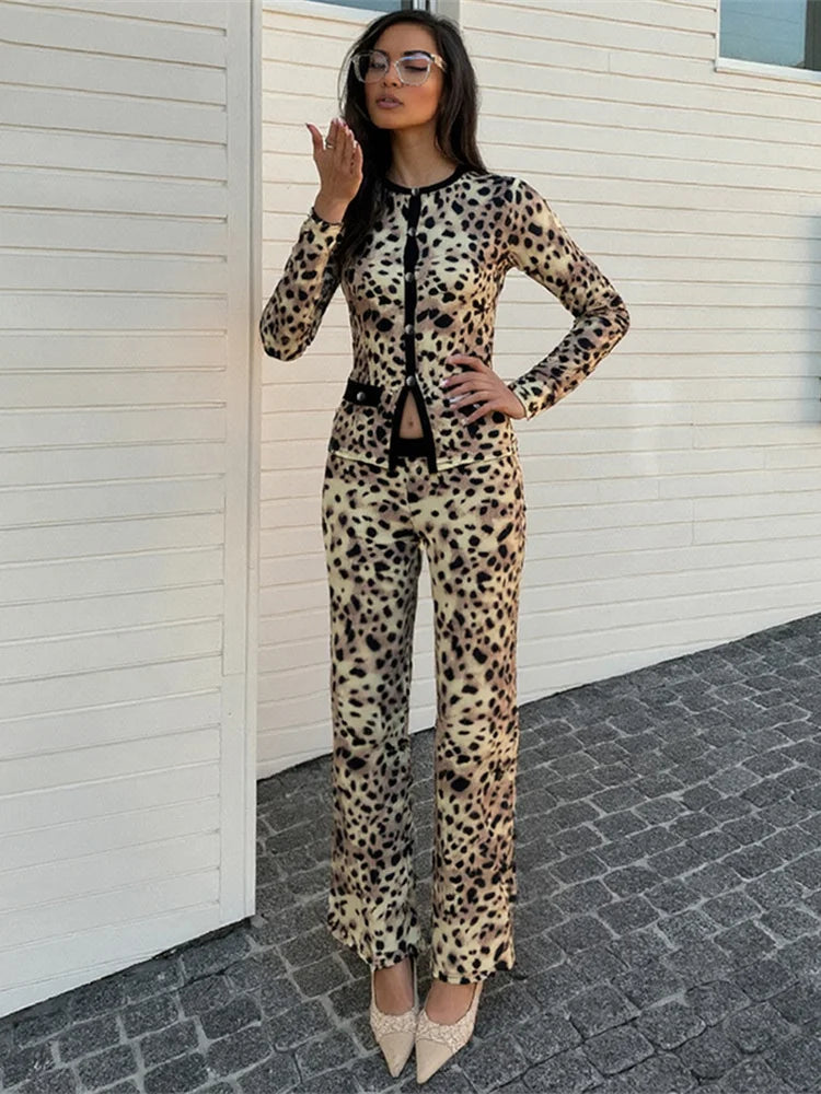 Long Sleeve Button Outfit Set