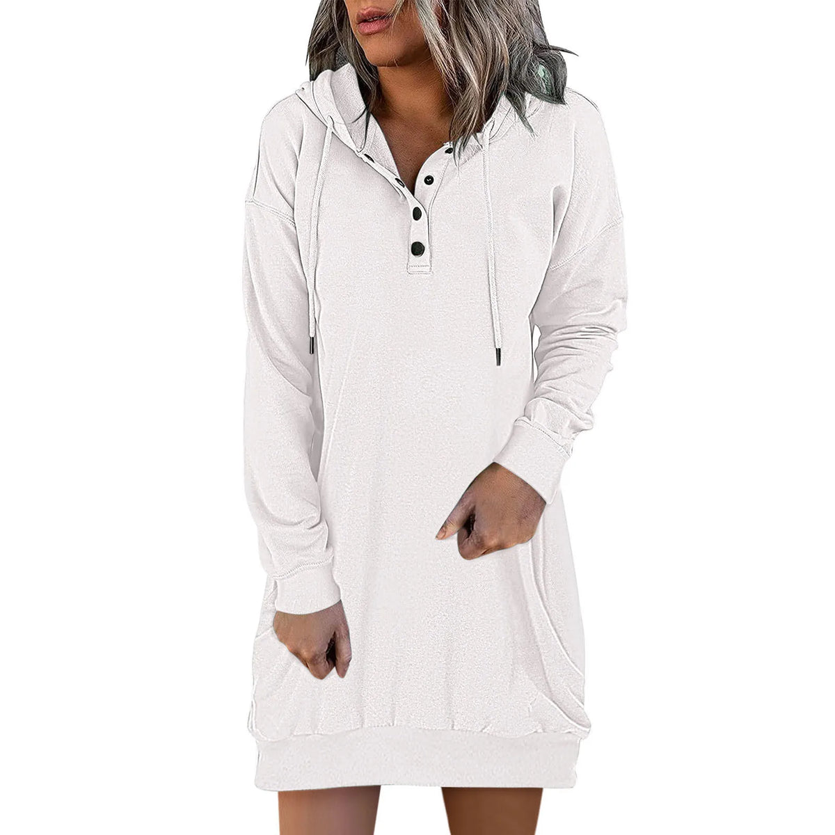 Drawstring Hooded Sweatshirt Dress