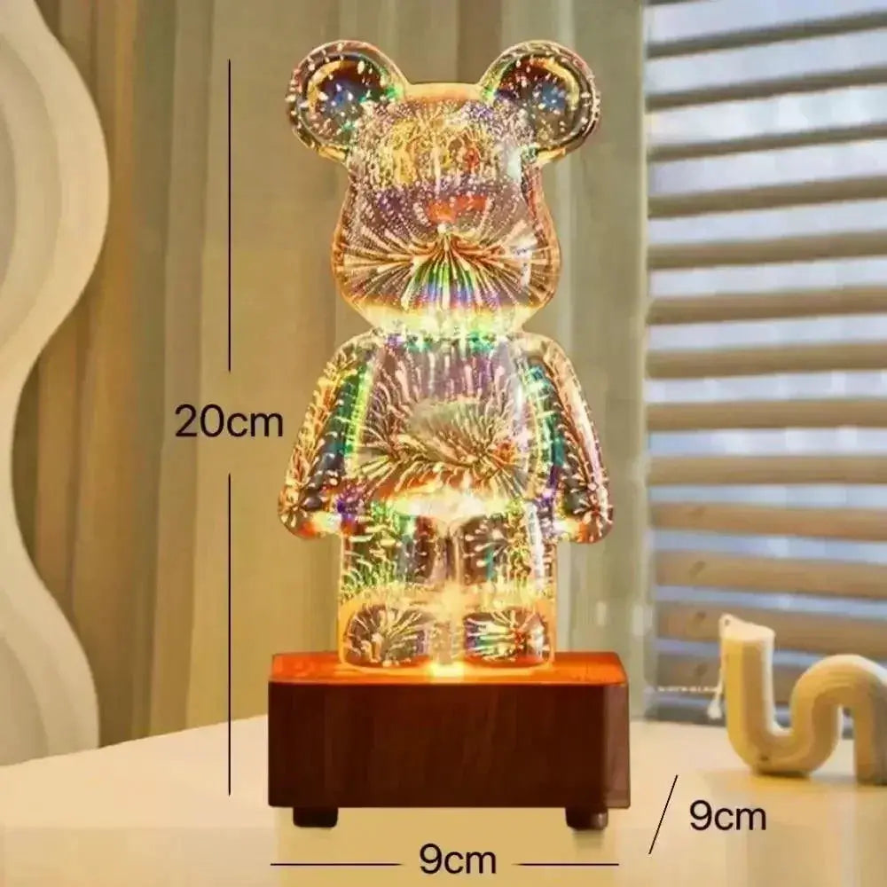Fireworks Bear Lamp 3D Night Light Colorful Decor For Room