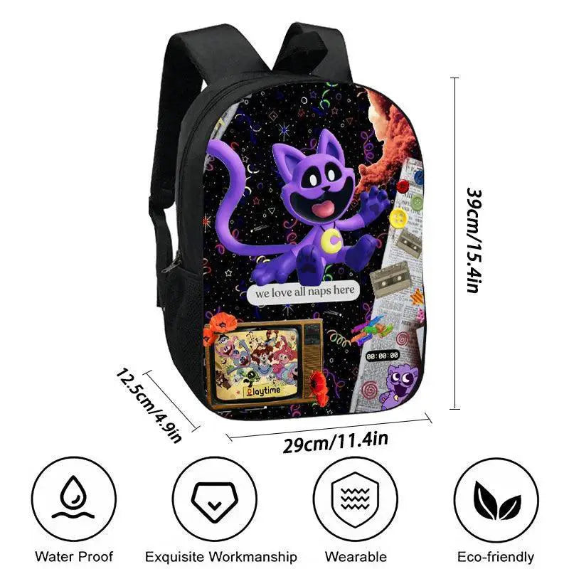 2 Piece Set Smiling Anime Critters Backpack With Pencil Bags