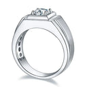 Men's Sterling Silver Silver Moissanite Ring