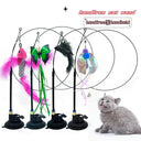 Interactive Feather Cat Wand Toy with Suction Cup Base