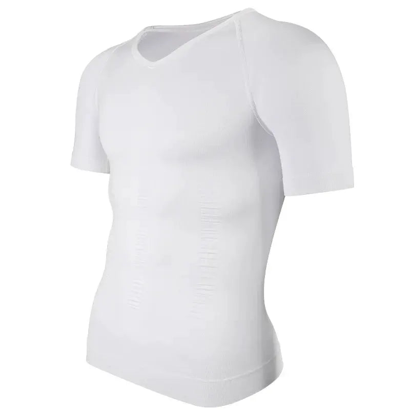 Slimming V Neck T Shirt for Men Tummy Control Fitness Tee