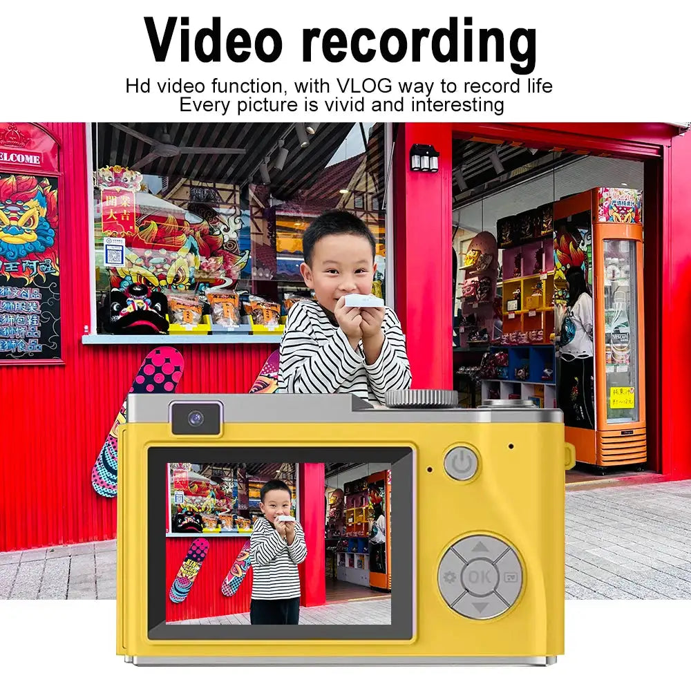 4K CCD 8X Digital Zoom Digital Camera for Student 48MP Compact Digital Photography Camera 180 Flip Screen Selfile Camera
