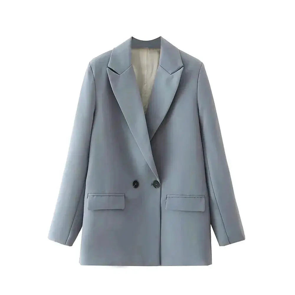 Vintage Double Breasted Blazer For Office Elegance Traf