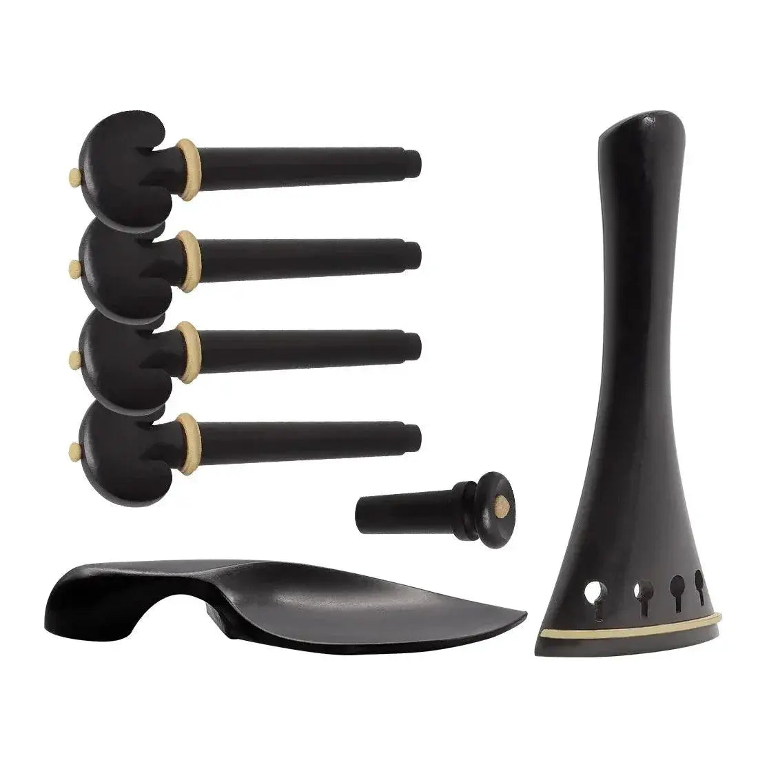 4 4 Violin Ebony Chinrest Tailpiece Tuning Pegs Endpins Set