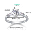 Sterling Silver Silver Moissanite Three Stone Ring