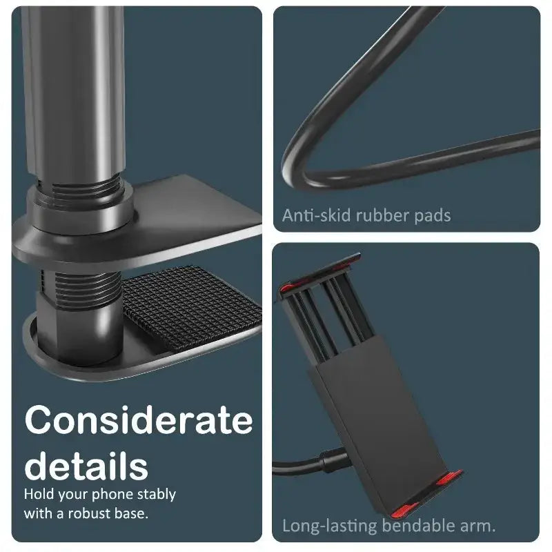 360° Flexible Gooseneck Phone Tablet Stand Adjustable Lazy Bed Mount Clip For Smartphones Tablets