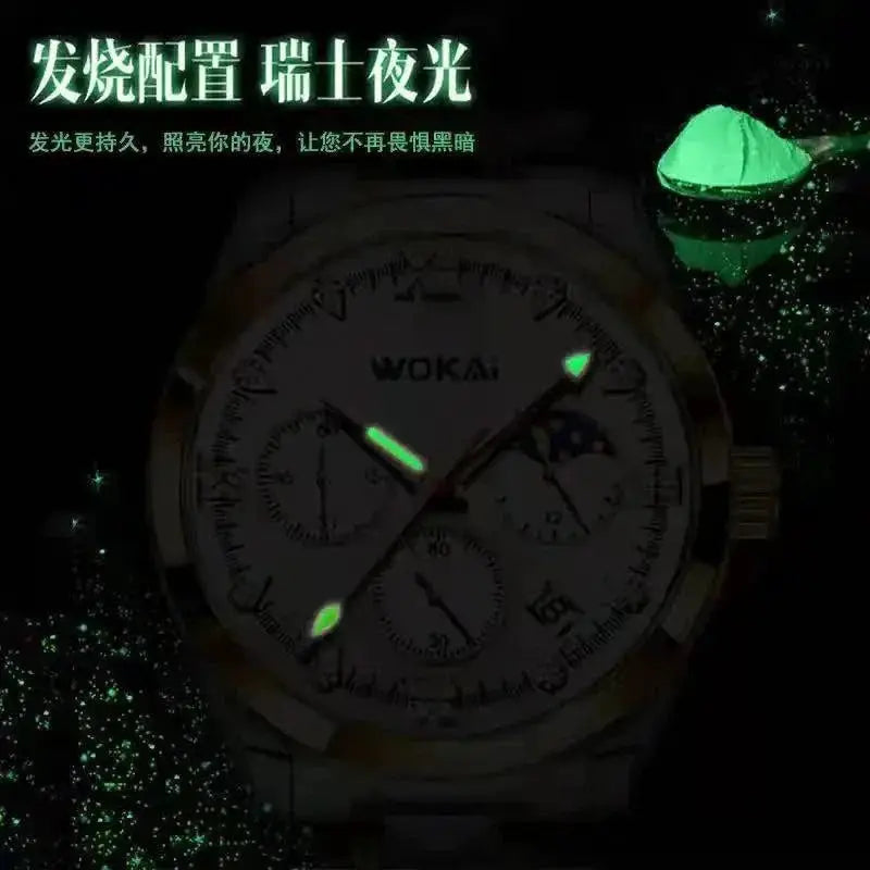 Mens Leather Chronograph Sports Watch Stylish Waterproof
