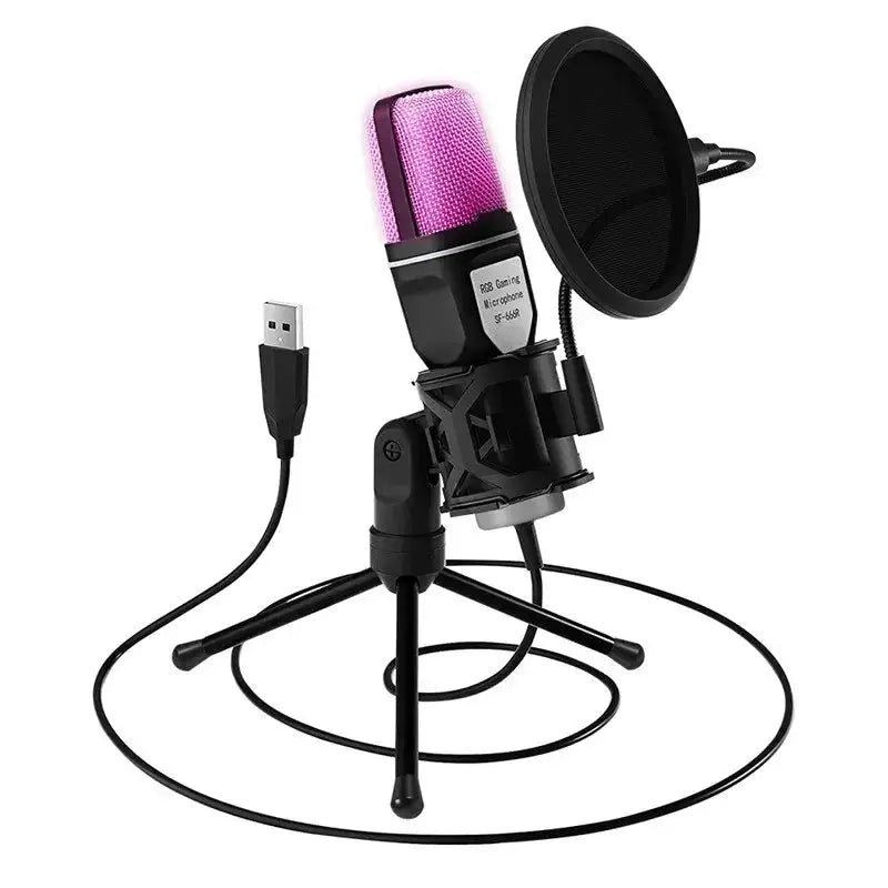 USB RGB Gaming Microphone for Podcast Studio PC Streaming