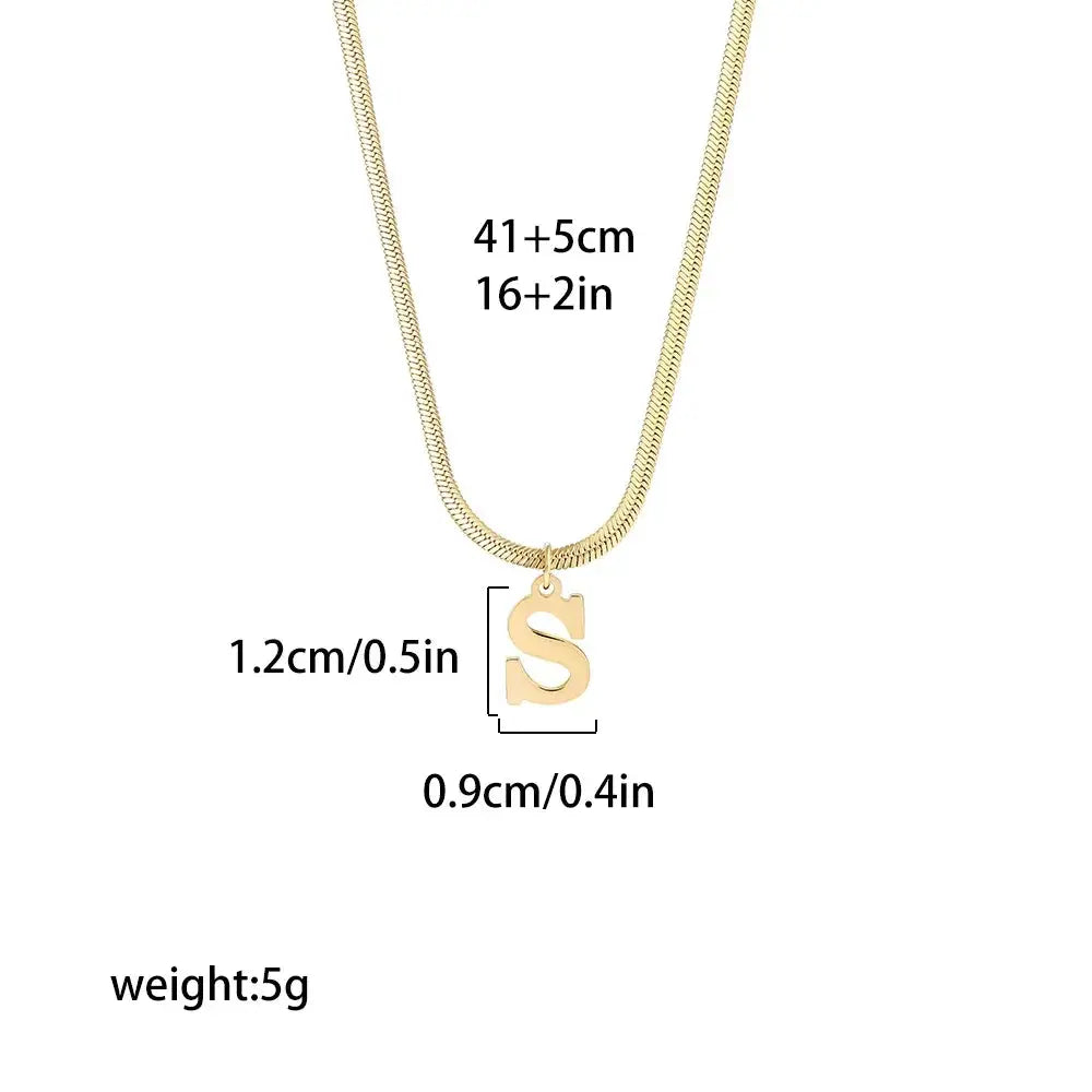 A Z Alphabet Gold Plated Stainless Steel Pendant Necklace
