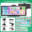 11.26 Inch 4K Dash Cam DVR Pro Dual Lens GPS Navigation CarPlay Android Auto