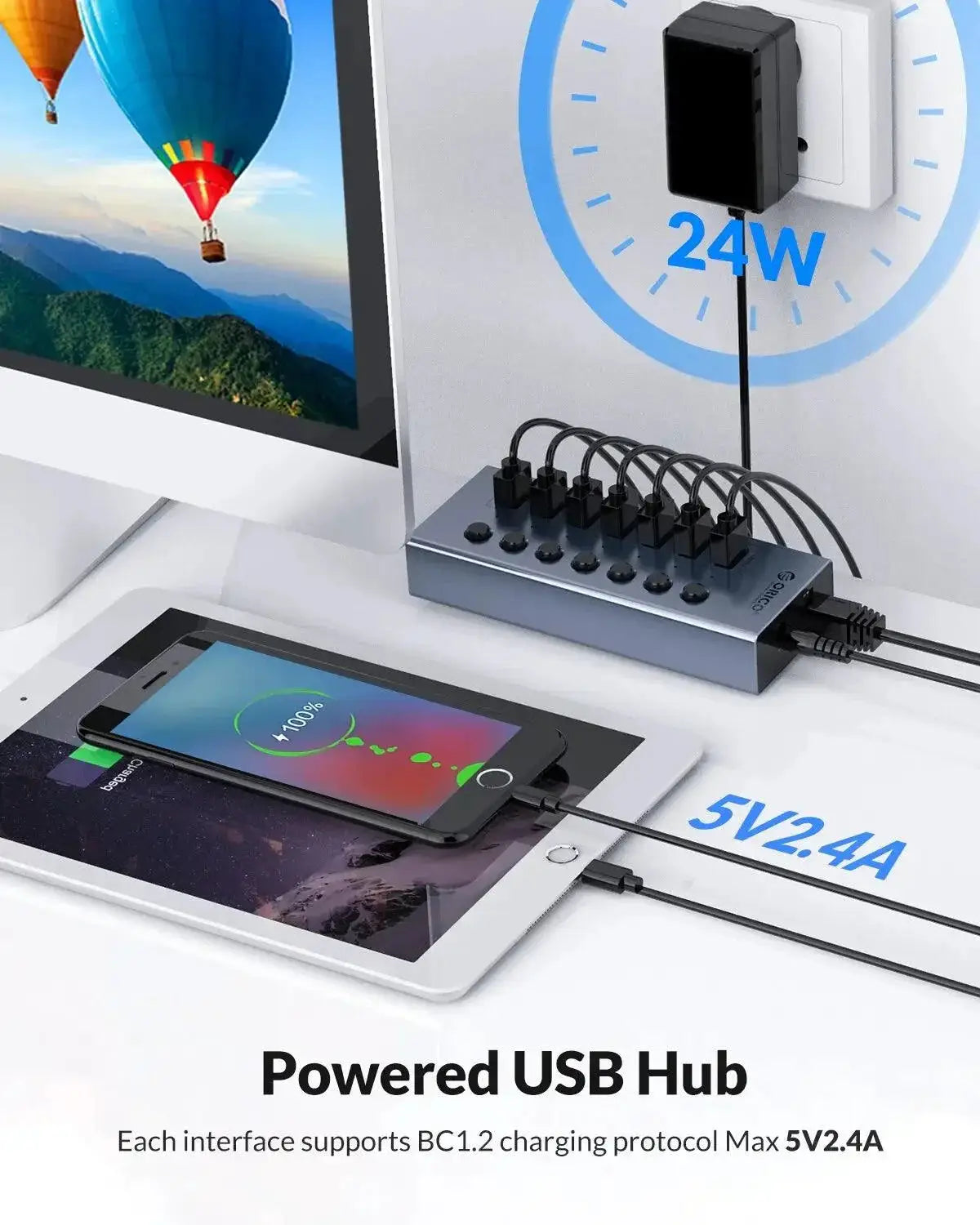Orico USB Hub High Speed Data Transfer Solution 7 Port