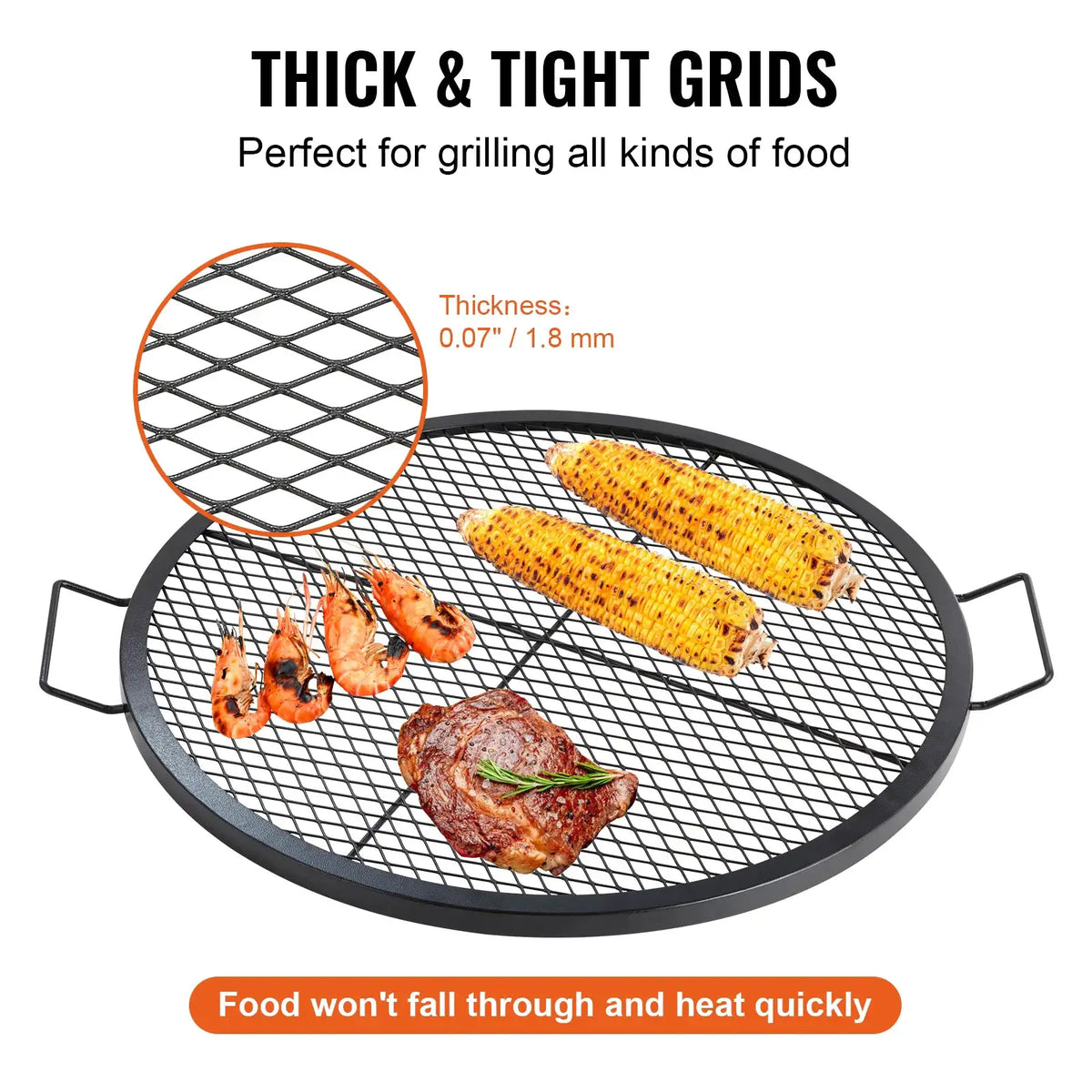 SucceBuy X-Marks Fire Pit Grill Grate Round Cooking Grate Heavy — product view 4