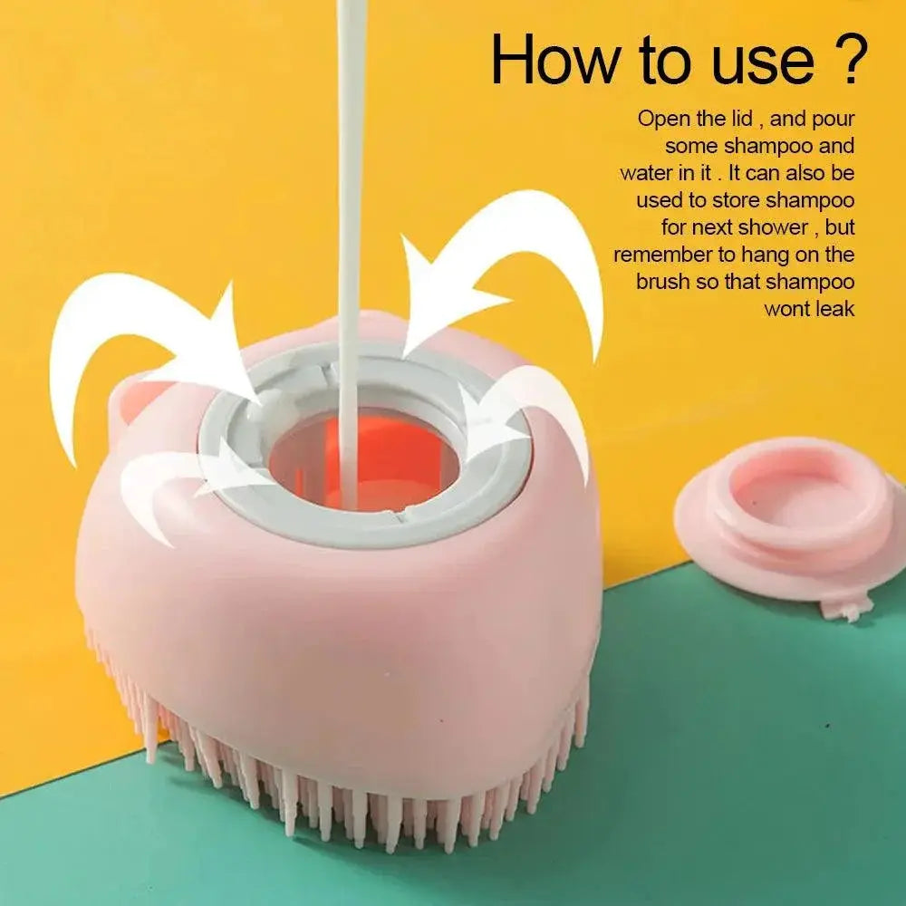 Puppycat Shower Massage Brush Silicone Grooming Dispenser