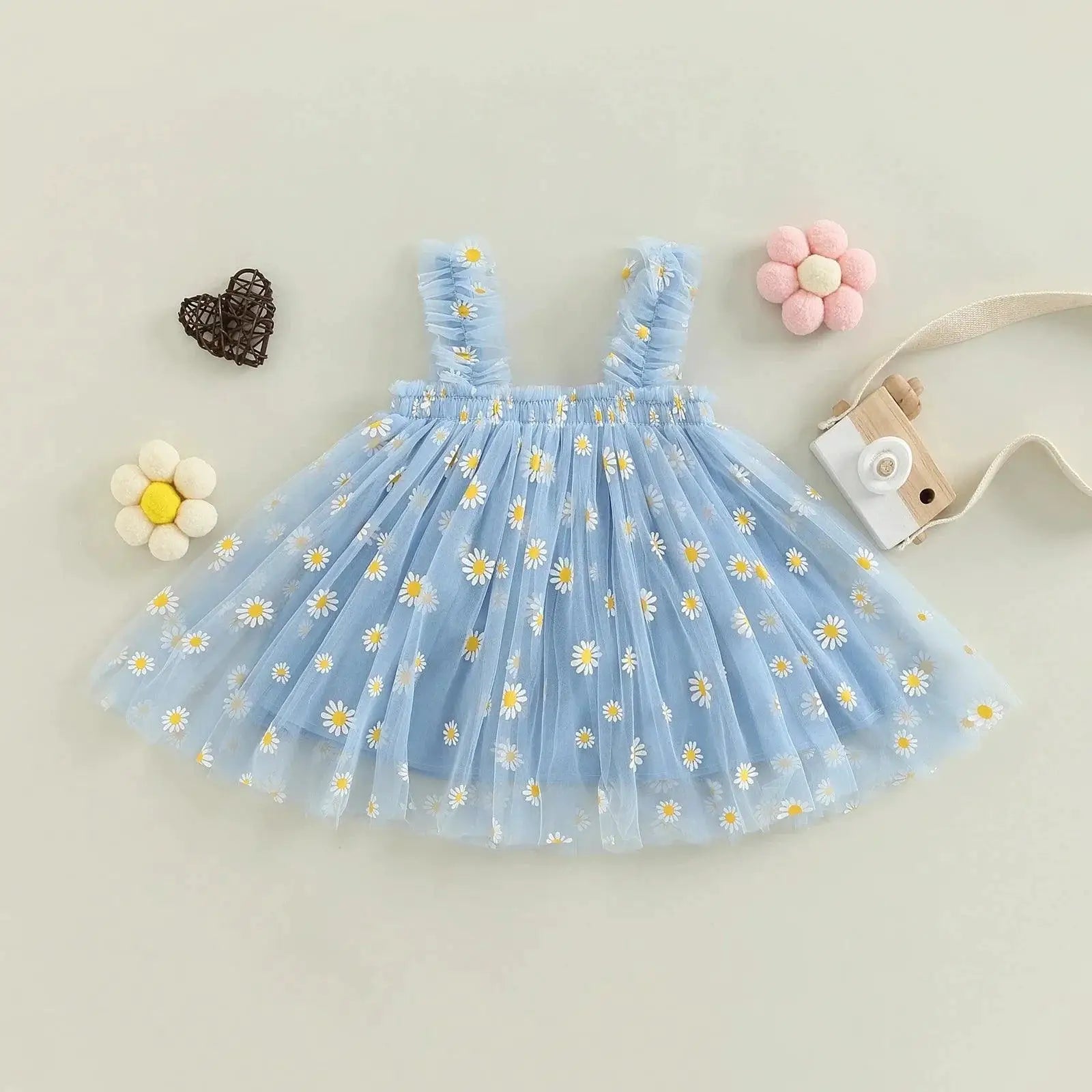 Daisy Tulle Dress For Girls Summer Floral Party Outfit