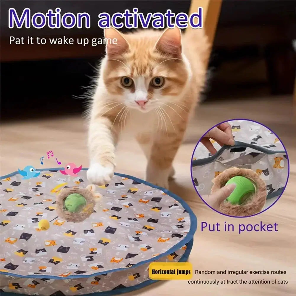 Interactive Cat Toy Ball Fast Rolling Pouch Kitten Toy