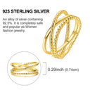 Ring Sterling Silver Sparkling Gold