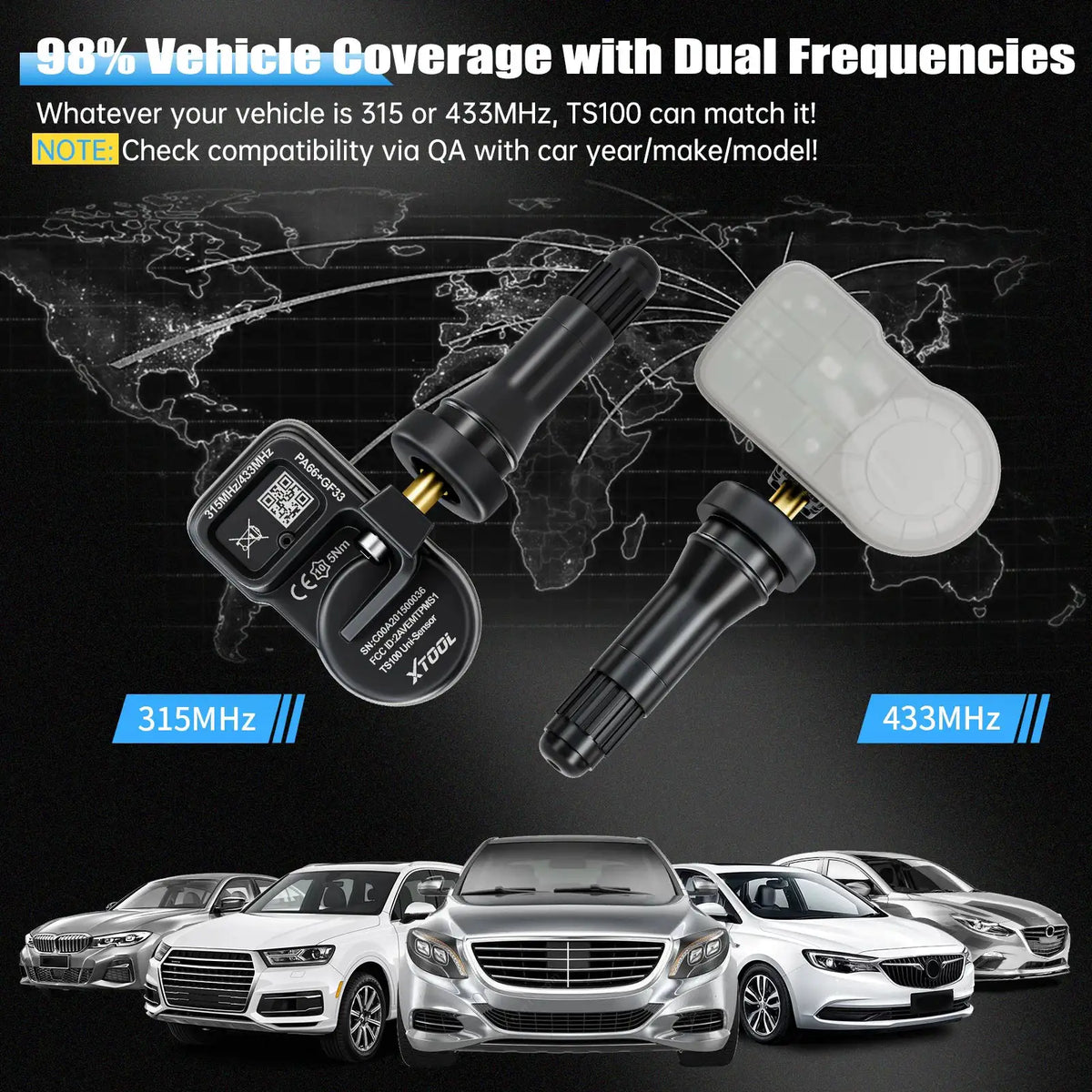 XTOOL TS100PRO Sensor Rubber Version 433MHz 315MHz Tire Repair Tool TPMS Scanner Pressure Monitor Tester Work on TP150 IP819TP