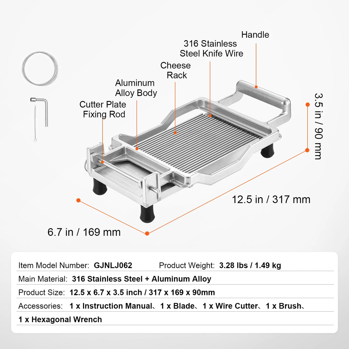 SucceBuy Cheese Cutter with Wire " & " Aluminum Alloy — product view 7