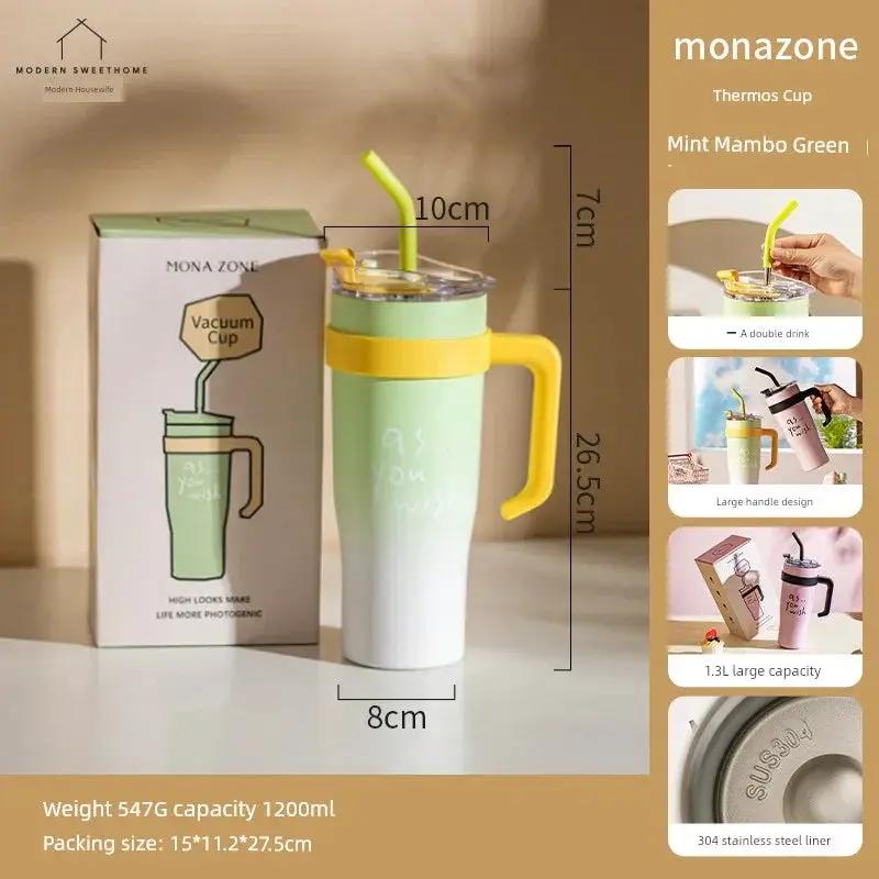 Modern Housewife Giant Straw Vacuum Cup 1300ml Steel