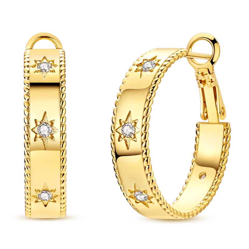 Hoop Earrings Sterling Silver Cz