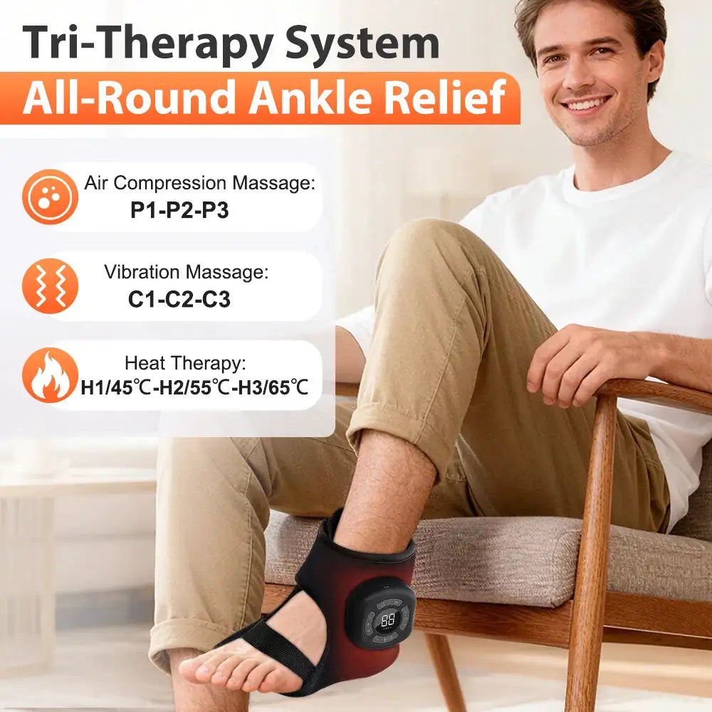 Electric Foot Ankle Airbag Massager Heating Foot Compression Vibration Massage Wrap Protection Support Brace Belt