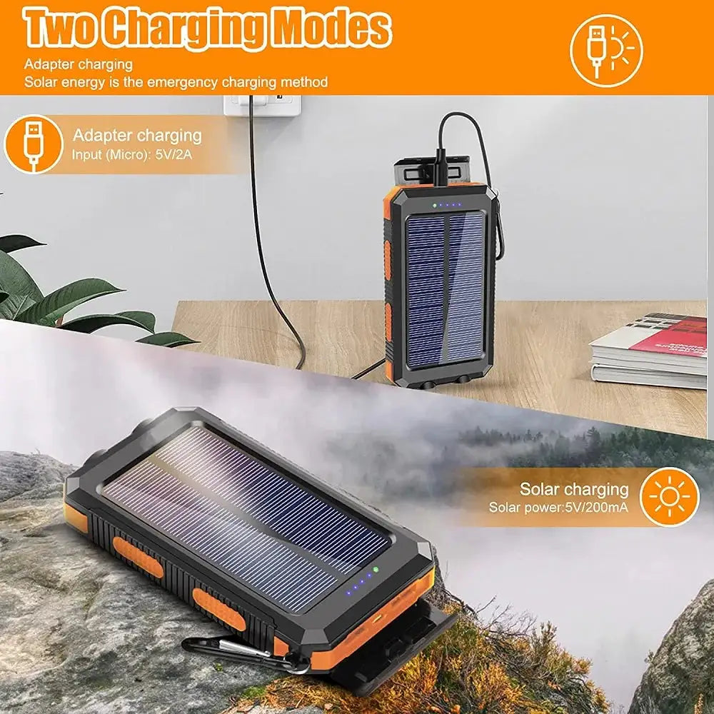 Solar Power Bank 80000mAh Portable Charging Poverbank External Battery Charger Strong Light LDE Light for All Smartphones