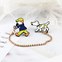 Walking Dogs Cartoon Enamel Pin Labrador Dachshund Bulldog Brooch