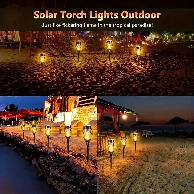 12 LED Solar Flame Torch Light Flickering Waterproof Lamp