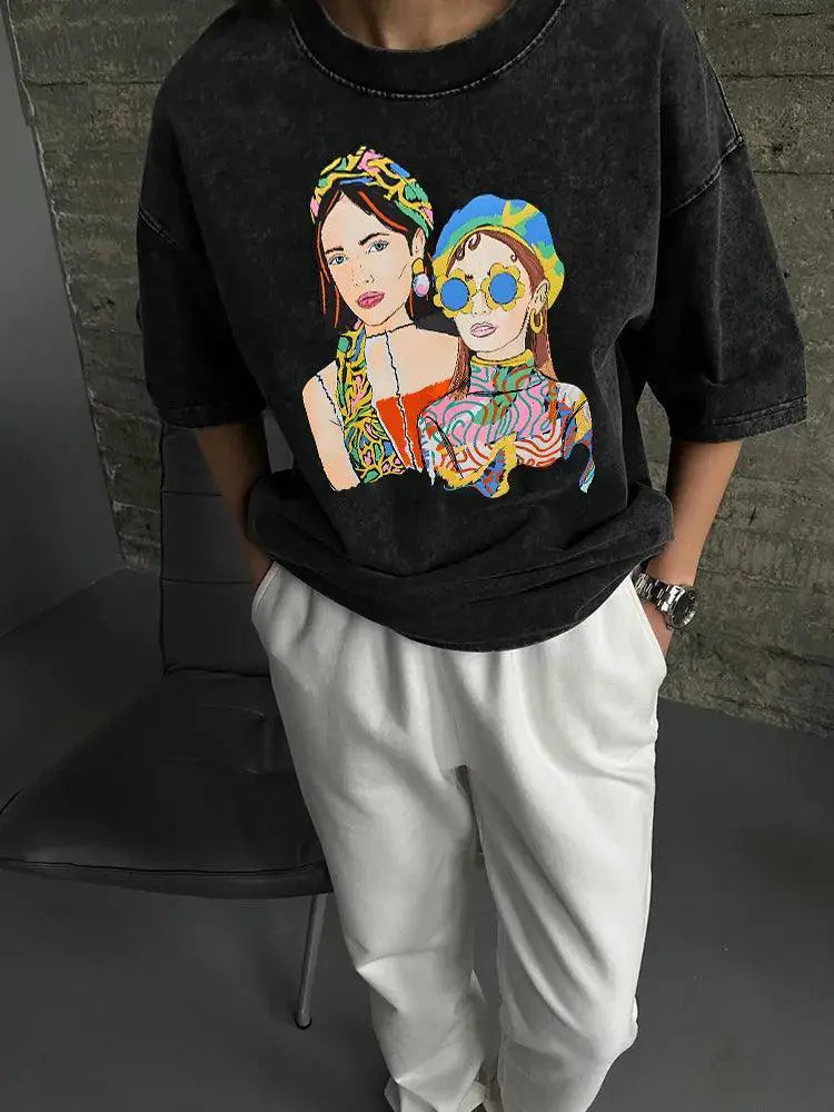 Mineral Wash Urban Vintage Tee Y2K Streetwear Style