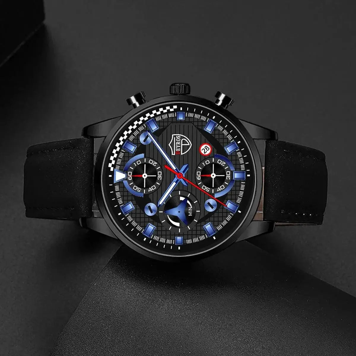 Leather Quartz Watch For Men Timeless Elegance Auto Date