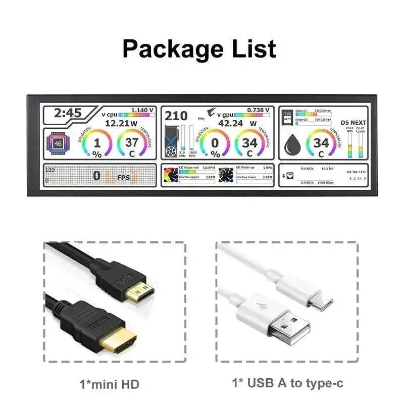 11.3/7.84/8.8 Inch Portable Monitor Long Stretched Strip Display 1920x440 IPS LCD Screen for Raspberry Pi AIDA64 PC Laptop