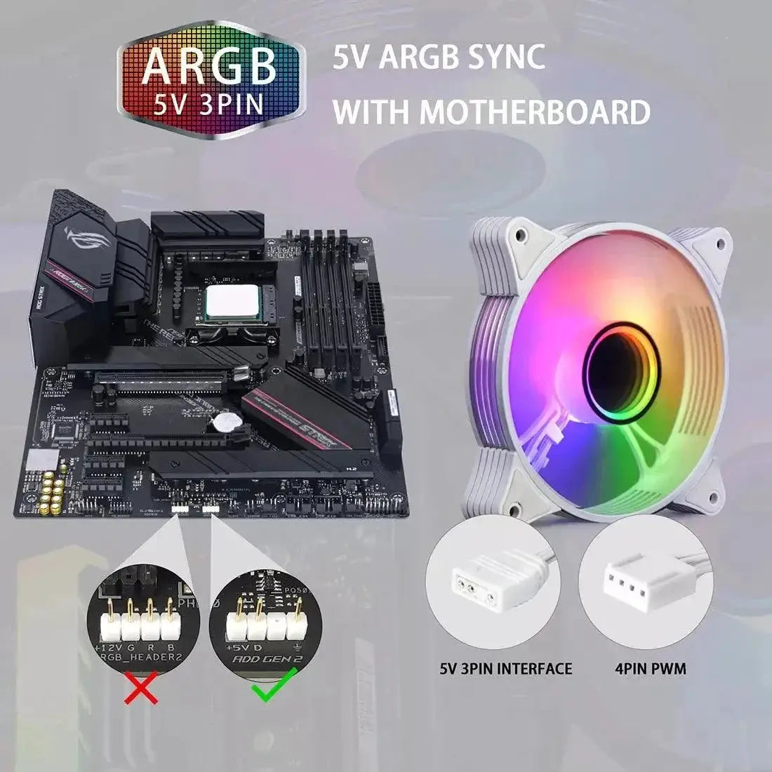 AR12PRO White RGB PC Fan Lighting With Customizable Effects