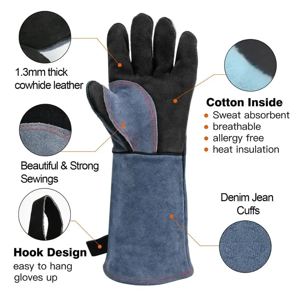 Long-Cuff Leather Welding Work Gloves — product view 2
