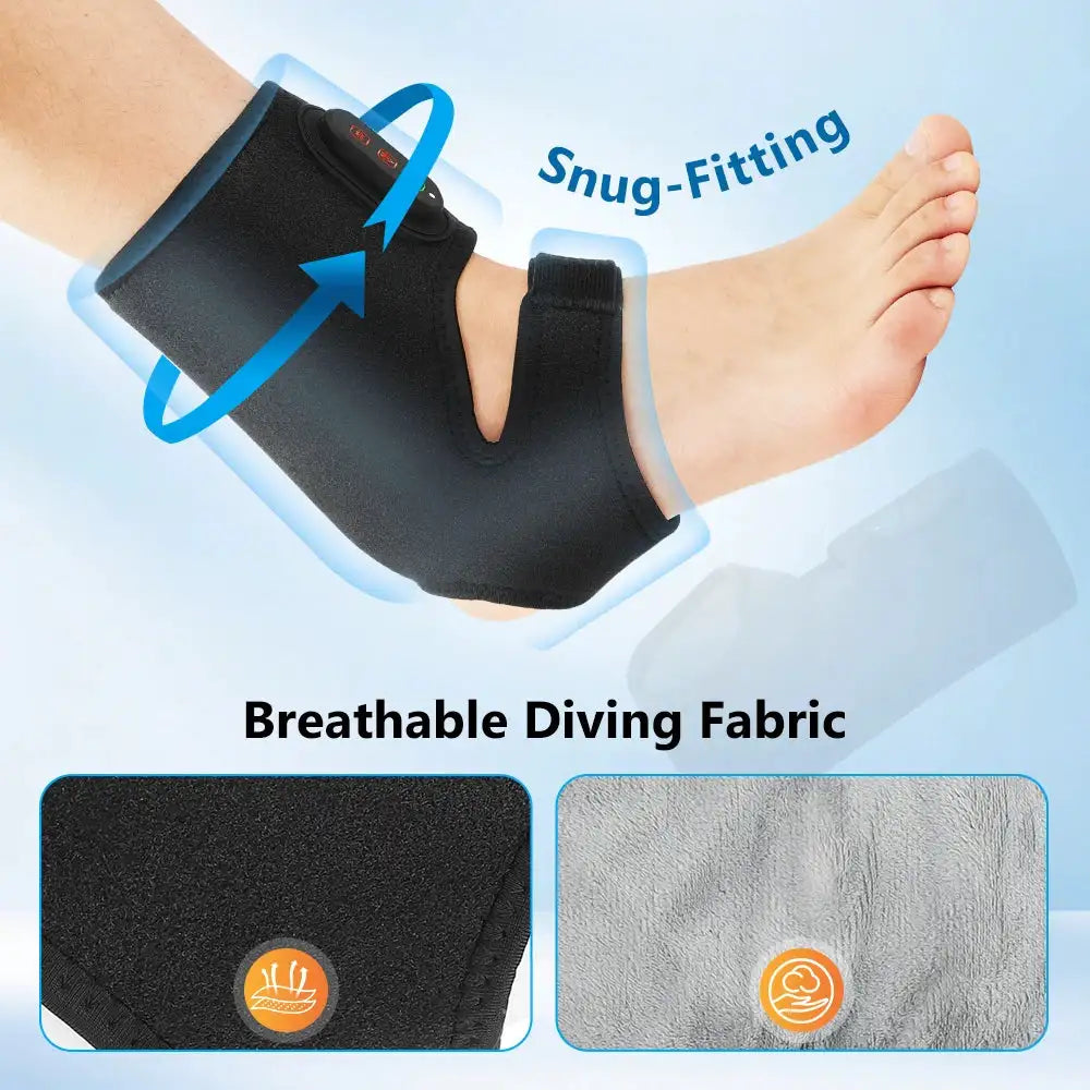 Ankle Massager with Heat, Cordless Vibrating Foot Massage Wrap, App and Button Control, 3000mAh Rechargeable, Unisex Gift