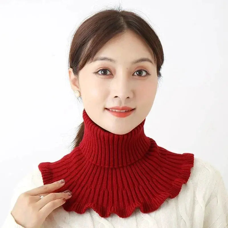 Warm Knitted Collar Women Turtleneck Detachable Neck Scarf