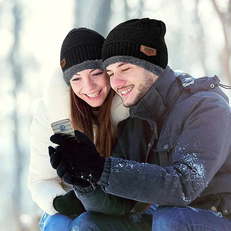 Winter Beanie Hat And Wool Scarf Set For Men And Women