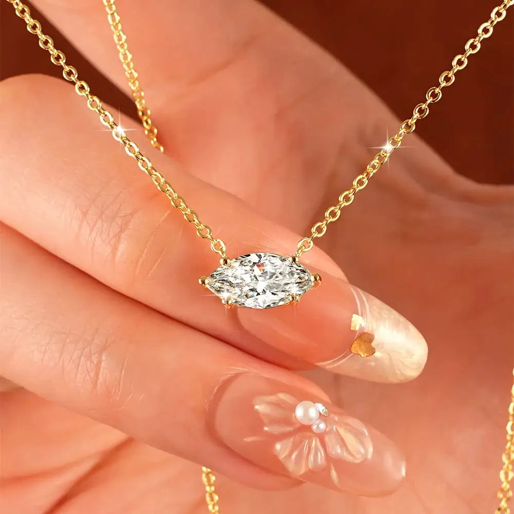 Gold Moissanite Solitaire Necklace — product image 2