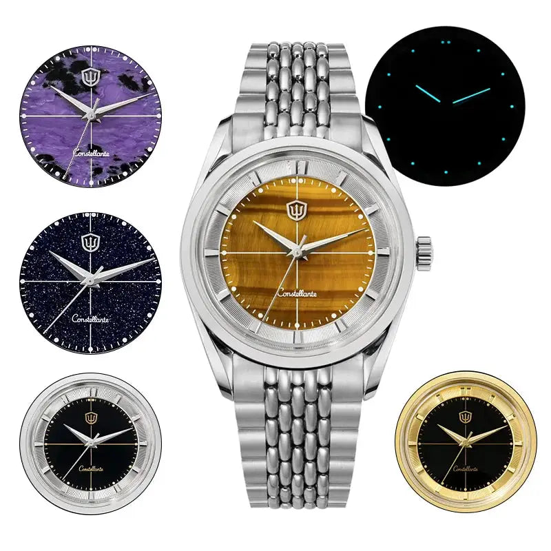 Watchdives WD1954 Men Watches Tiger Eye Stone Dial VH31 Sweep Quartz Watch Ar Sapphire Lumes BGW9 100M Waterproof Luxury Relojes