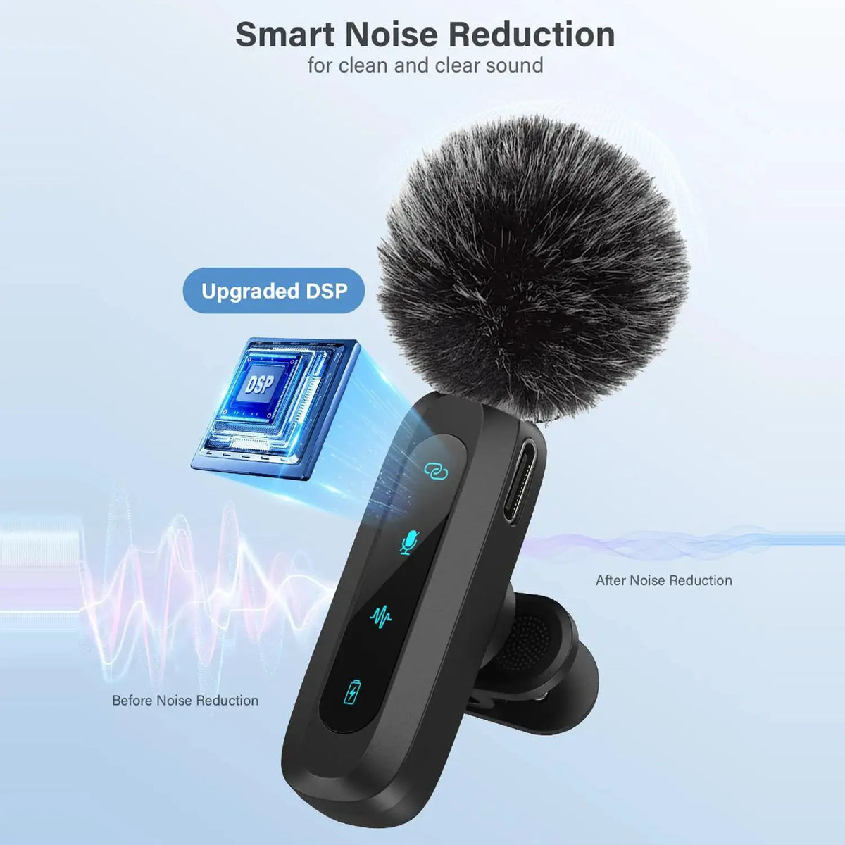 Lavalier Microphone, Compact and Durable, Long Battery Life, Type-C, Used for Video Production, Live Streaming, Interview