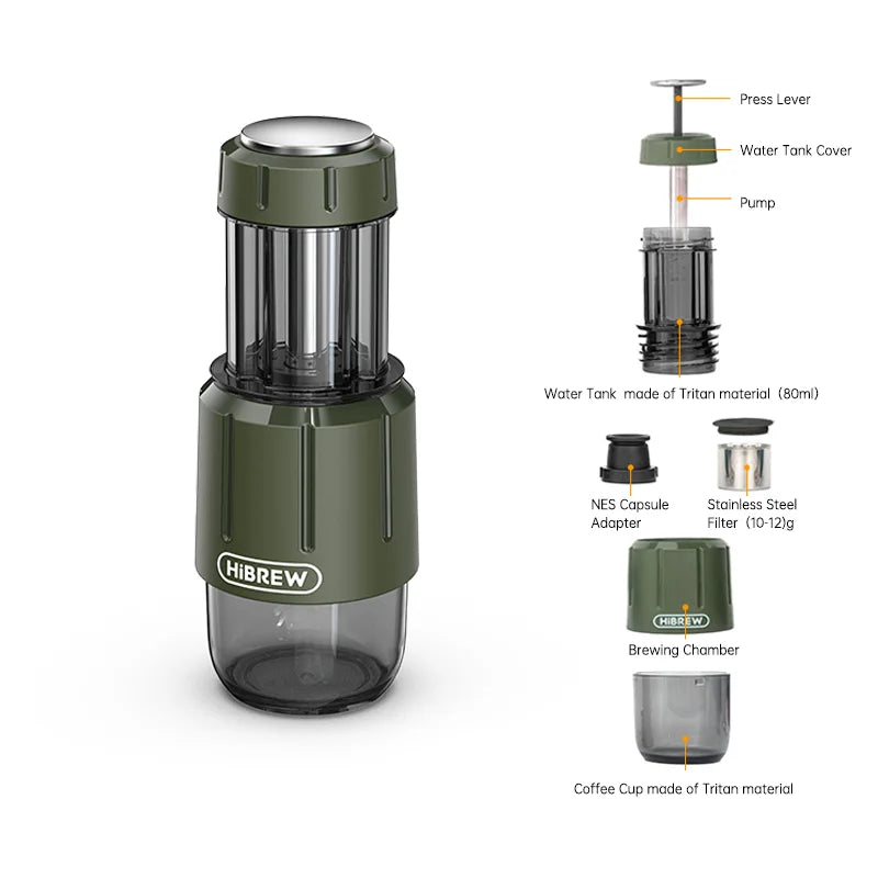 HiBREW Portable Coffee Machine Hot/Cold Water Manual Espresso — product view 6