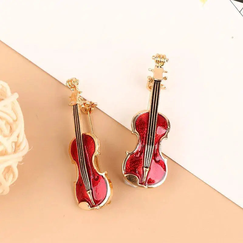1Pc Fashion Elegant Red Violin Brooch Pin Jewelry Accessory