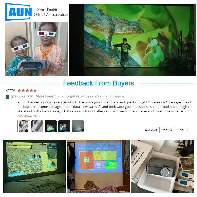 AUN Portable Projector Mini A30 4K Home Theater System