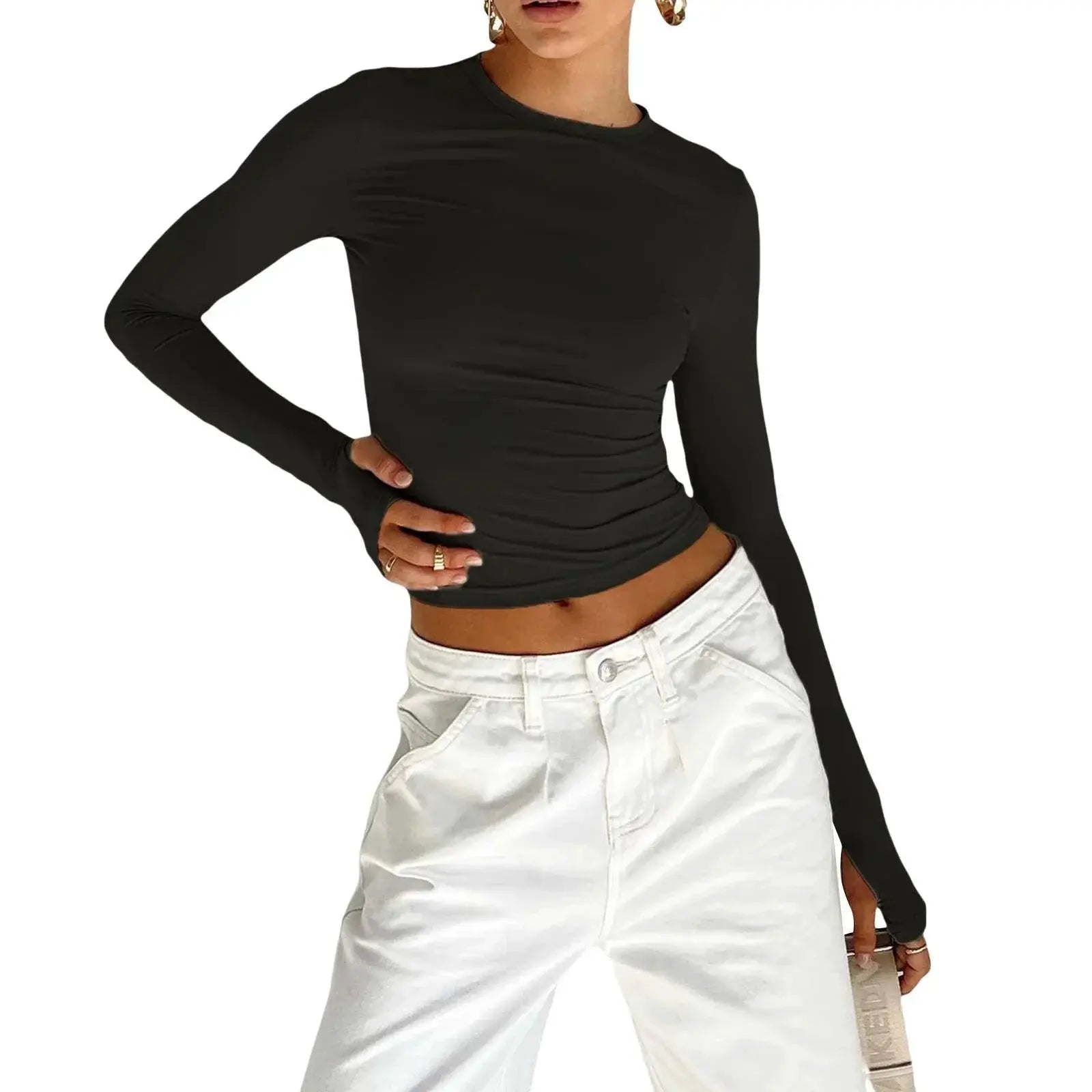 Chic Thumb Hole Crop Top for Women Stylish Essential