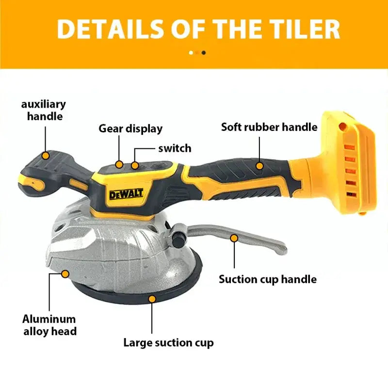 Cordless Tile Vibration Tool With Suction Cup Tech Design