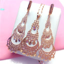 14K Rose Gold Fringe Drop Long Earrings For Women Engagement Moroccan Jewelry