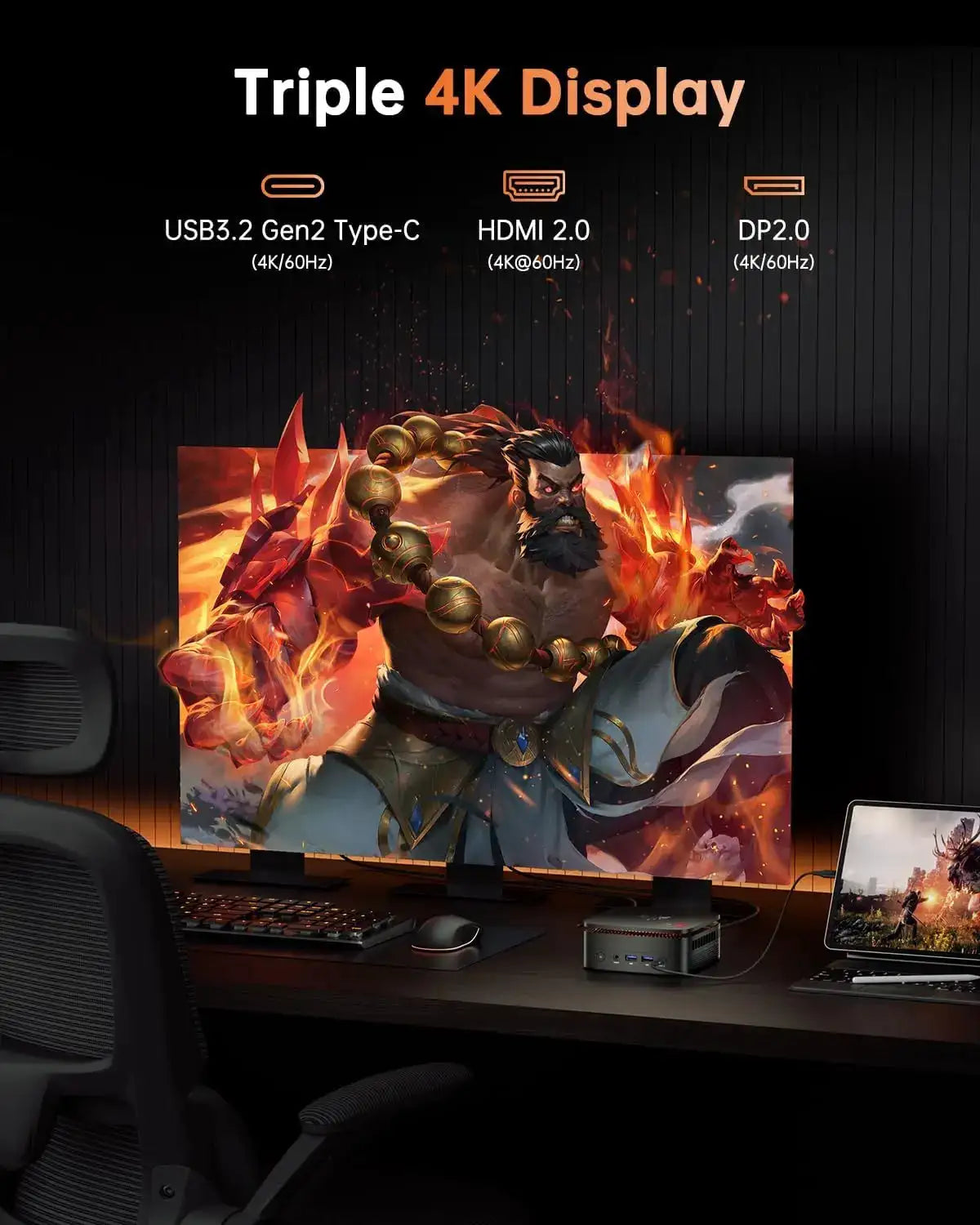 KAMRUI Mini PC Ryzen 7 7735hs 16GB LPDDR5 512GB M.2 NVMe PCIe3.0 SSD Max 4.75 GHz WIFI6 BT5.2 Win11pro Desktop Gaming Computer