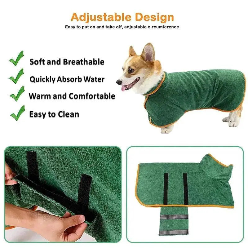 Dog Microfiber Bathrobe Towel For Dogs After Bath Quick Dry