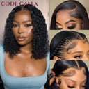 Short Deep Curly Glueless Bob Wig 100% Human Hair Lace Front